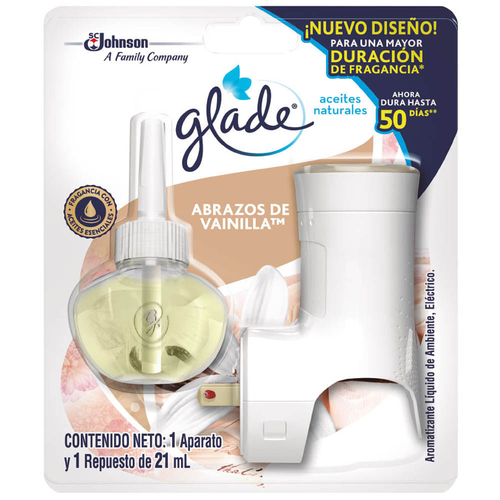 Ambientador Eléctrico GLADE Abrazos de Vainilla Empaque 1un