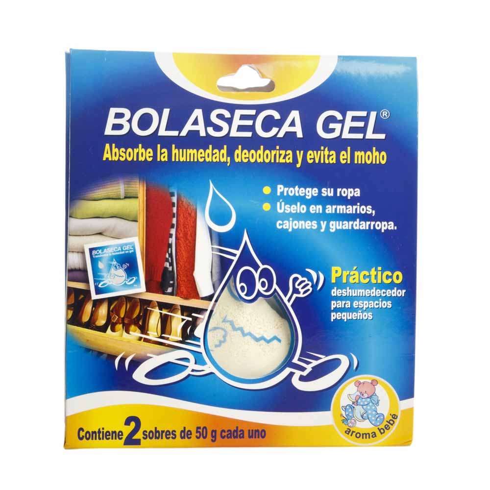 Deshumedecedor BOLASECA Gel aroma bebé Caja 50Gr Paquete 2Un