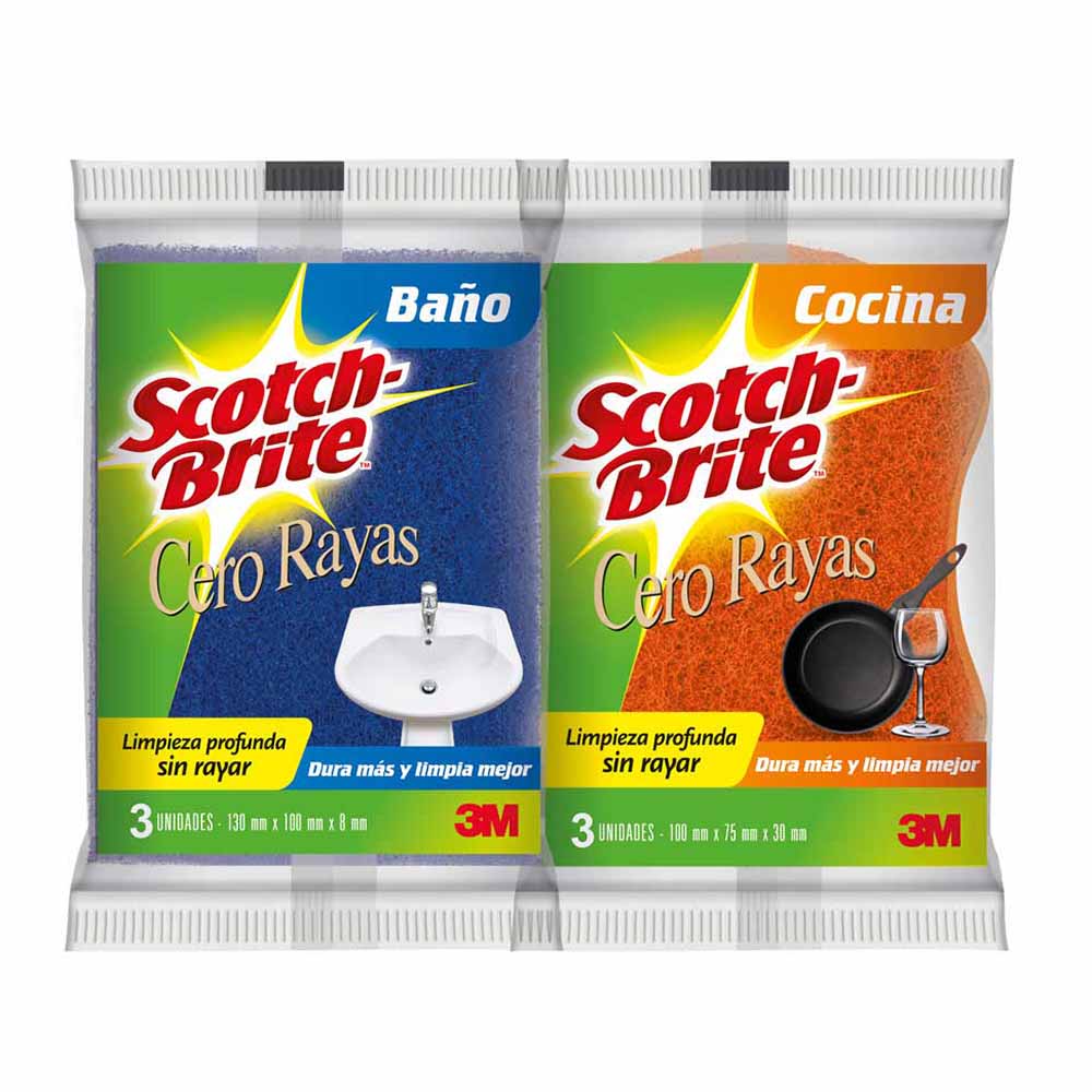 Esponja SCOTCH BRITE Cocina y Baño Paquete 2un