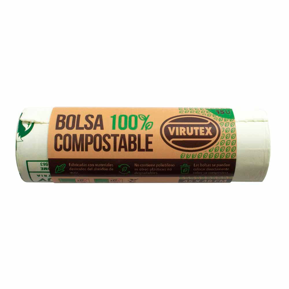 Bolsa para Basura 14L x15un VIRUTEX Compostable