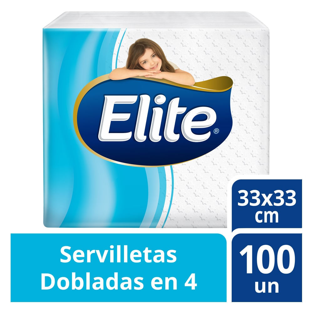Servilletas de Papel ELITE Dobladas en 4 Paquete 100un