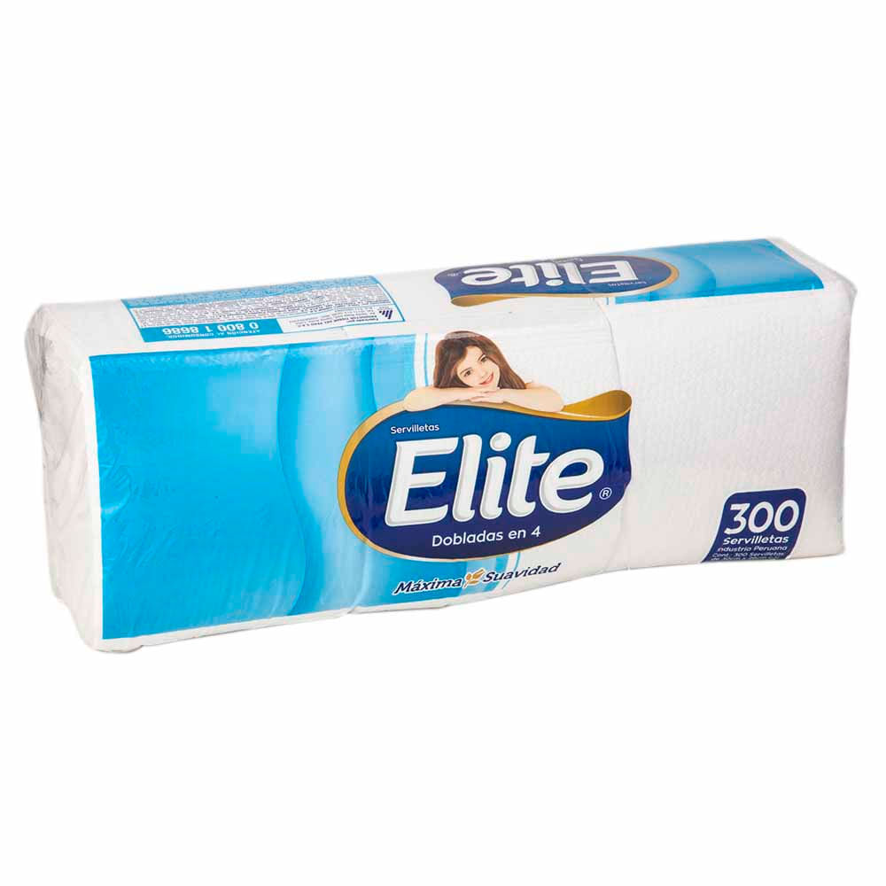 Servilletas de Papel ELITE Dobladas en 4 Paquete 300un