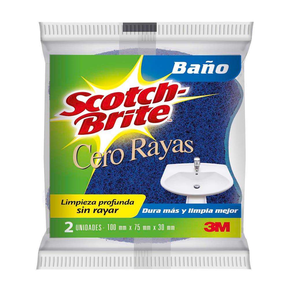 Esponja SCOTCH-BRITE Cero Rayas Baño 2en1 Paquete 2un