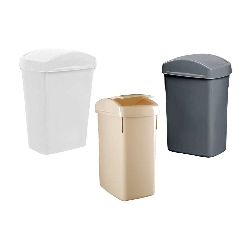 Tacho para Basura ReyPlast Rectangular 27.8 l Gris con Tapa Desmontable