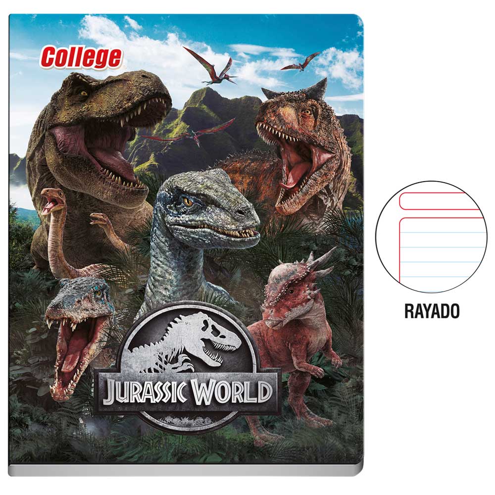 Cuaderno COLLEGE Rayado Jurassicworld 80 Hojas