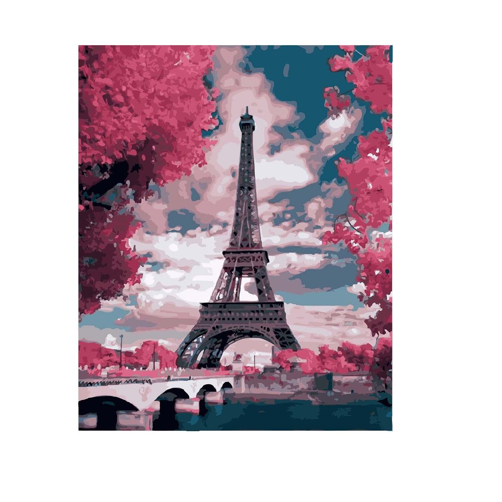 WOWDECOR Kit De Pintura Por Números Para Adultos Y Niños - Lienzo De 40x50 Cm Con Diseño De León Y Torre Eiffel, Incluye Pinceles Y Pigmentos Acrílicos, Sin Marco, Actividad Relajante Y Creativa