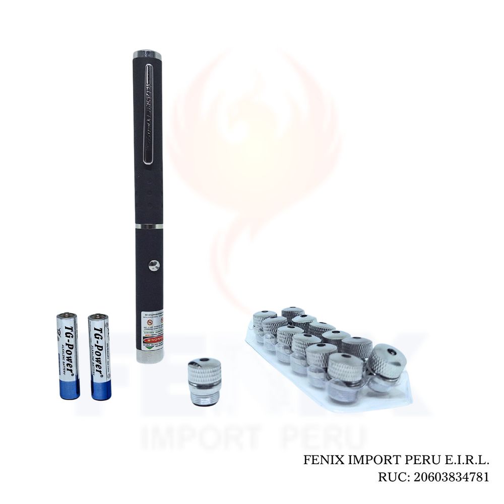 Puntero Verde con 13 puntas (BLISTER) + Par de Pilas AAA