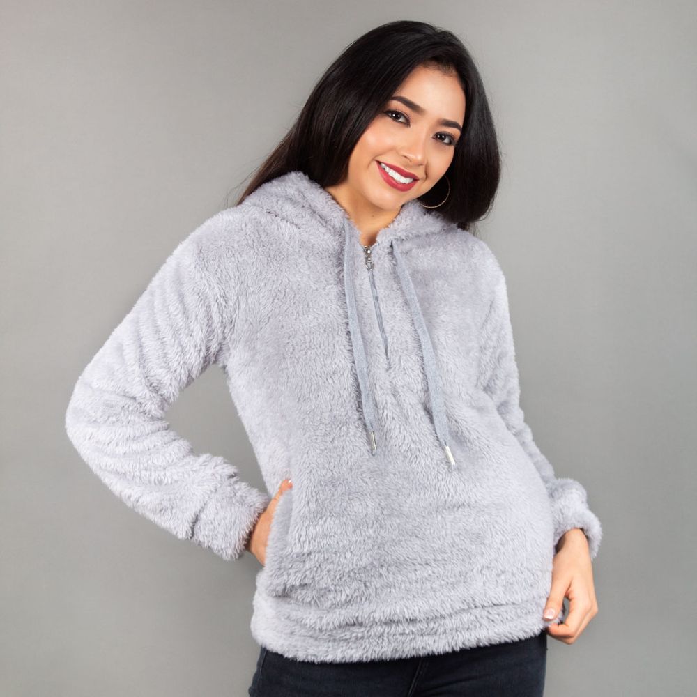 Chompa con Capucha para Mujer Fleiri And Manner Sumaq Color Plomo