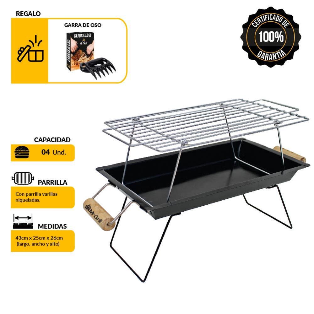 Parrilla Camping Mr. Grill Rectangular + Garras de Oso