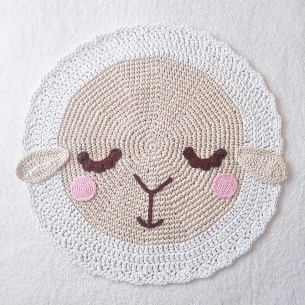 Alfombra Circular para Cuarto Infantil BE CRAFTY Oveja Perla Algodón Hipoalergénico 80cm