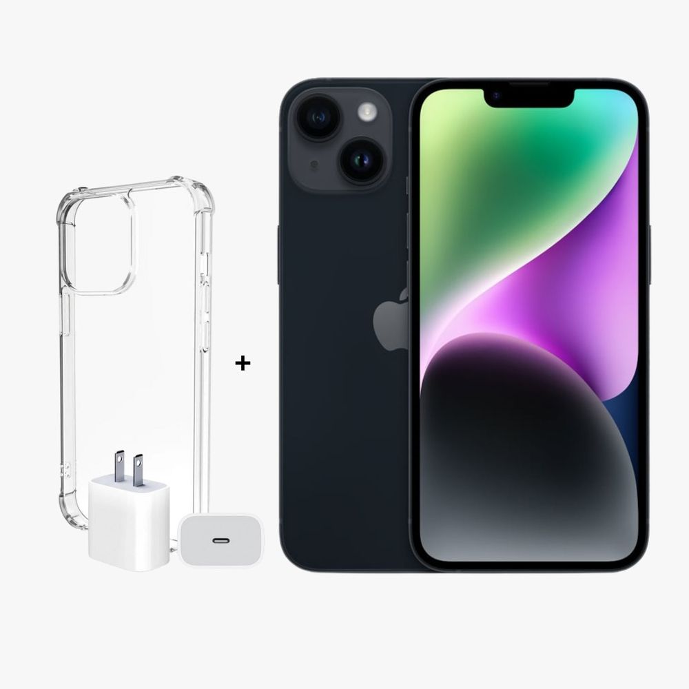 iPhone 14 128GB Negro + Adaptador 20w + Case Space