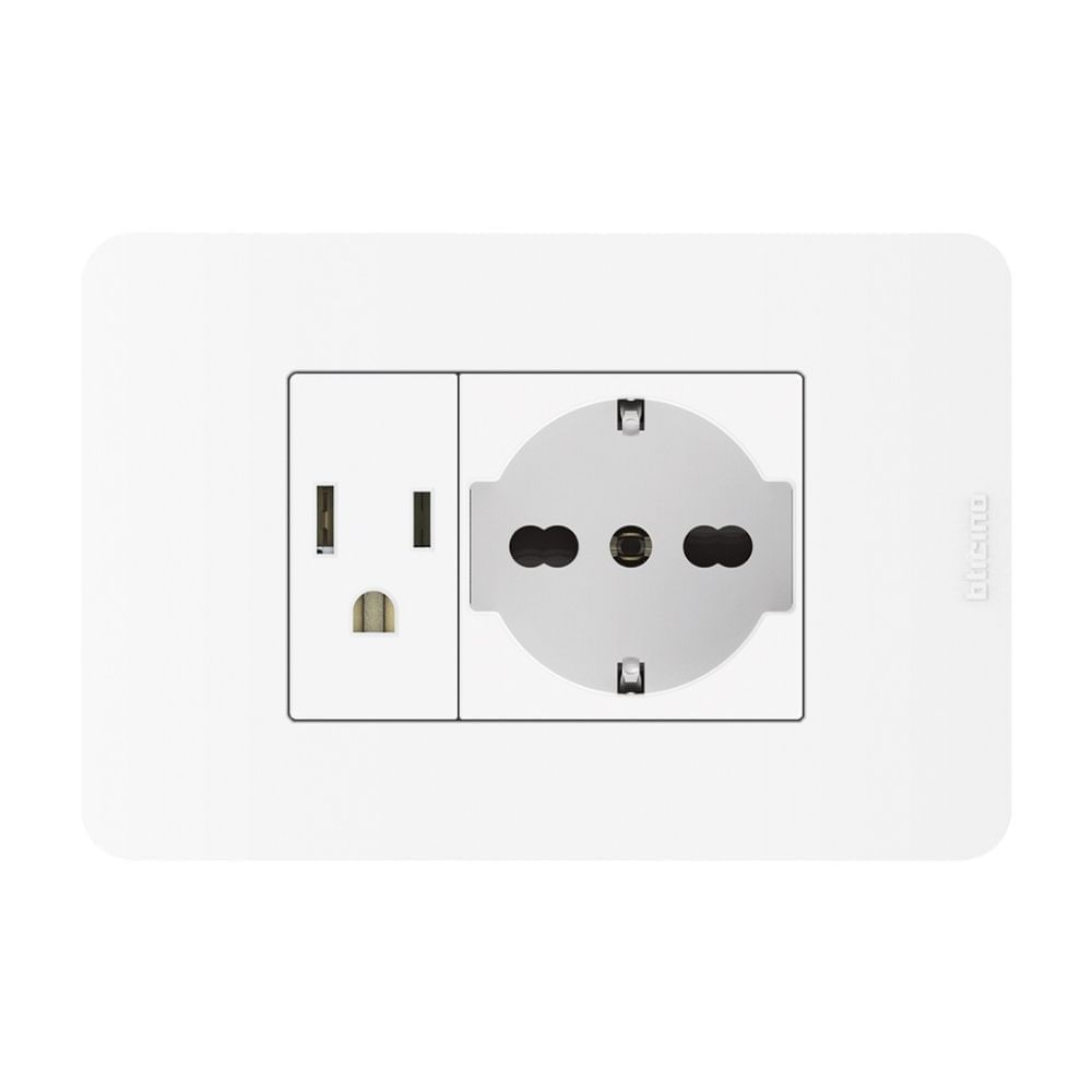 Tomacorriente Americano Bticino Matix Go Blanco Policarbonato 15A 220V
