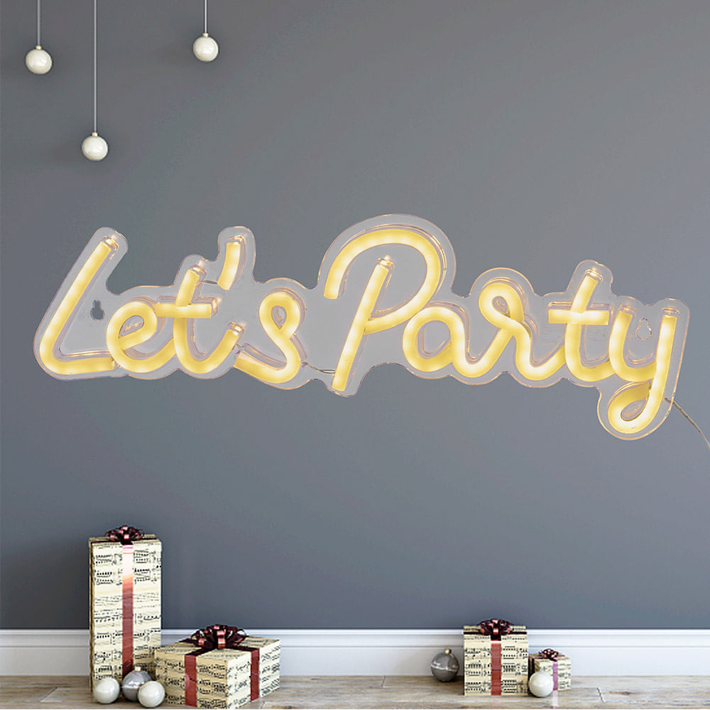 Luz de Neón Decorativo Orange Let's Party Amarillo