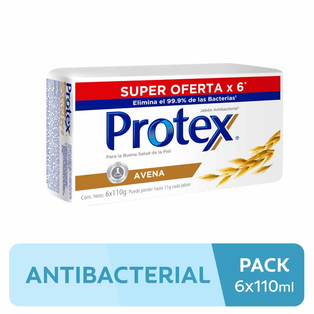 Jabón Antibacterial Protex Avena Bolsa 110g Paquete 6un Oechsle 2525