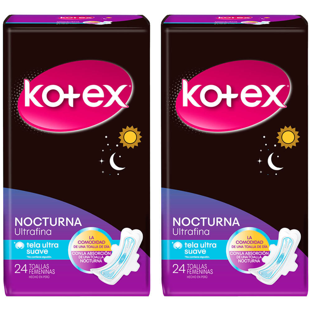 Pack Toalla Higiénica Nocturna KOTEX Paquete 24un x 2un