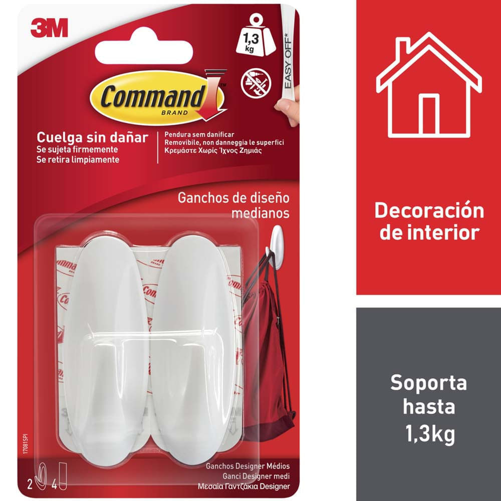 Gancho COMMAND Mediano Blister 2un Blanco