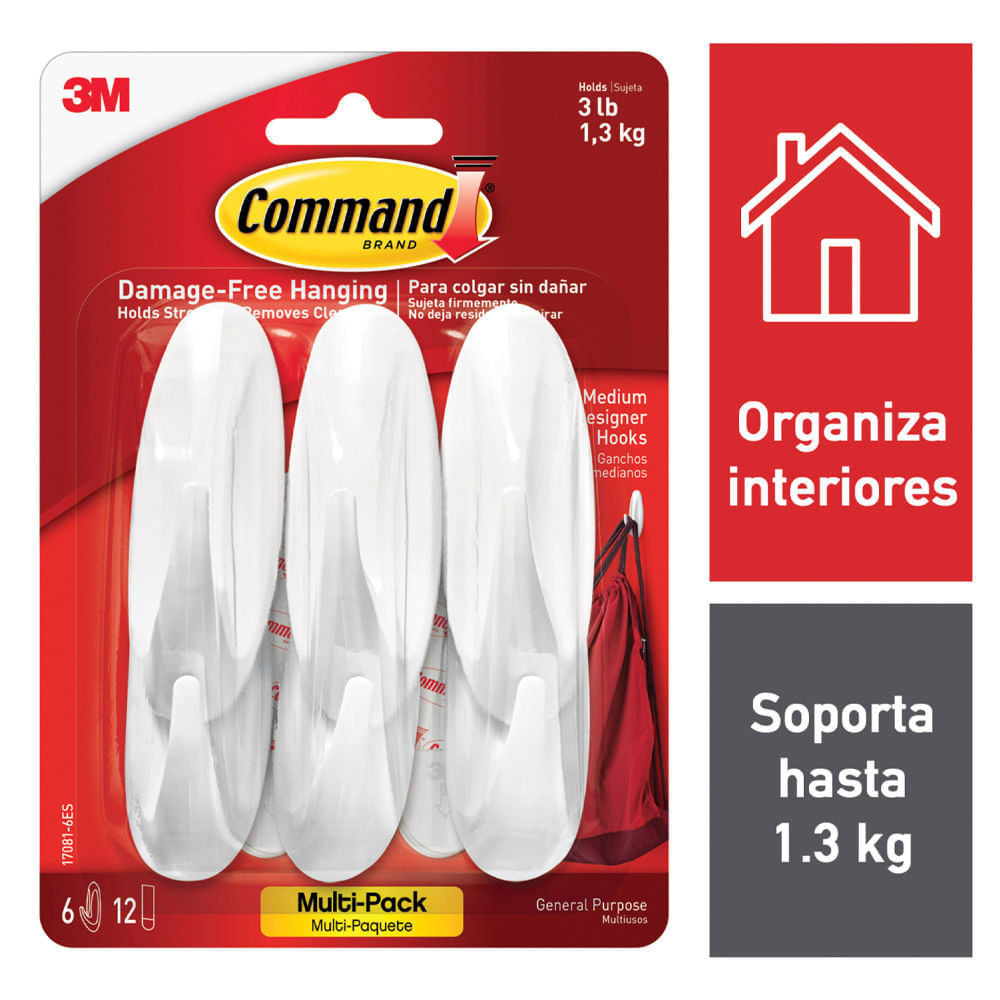 Gancho COMMAND Blanco Paquete 6un