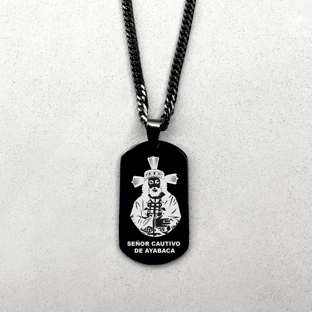 Collar de Placa de Acero Grabado Adiel Black