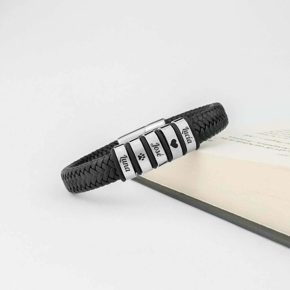 Pulsera de cuero Family Silver