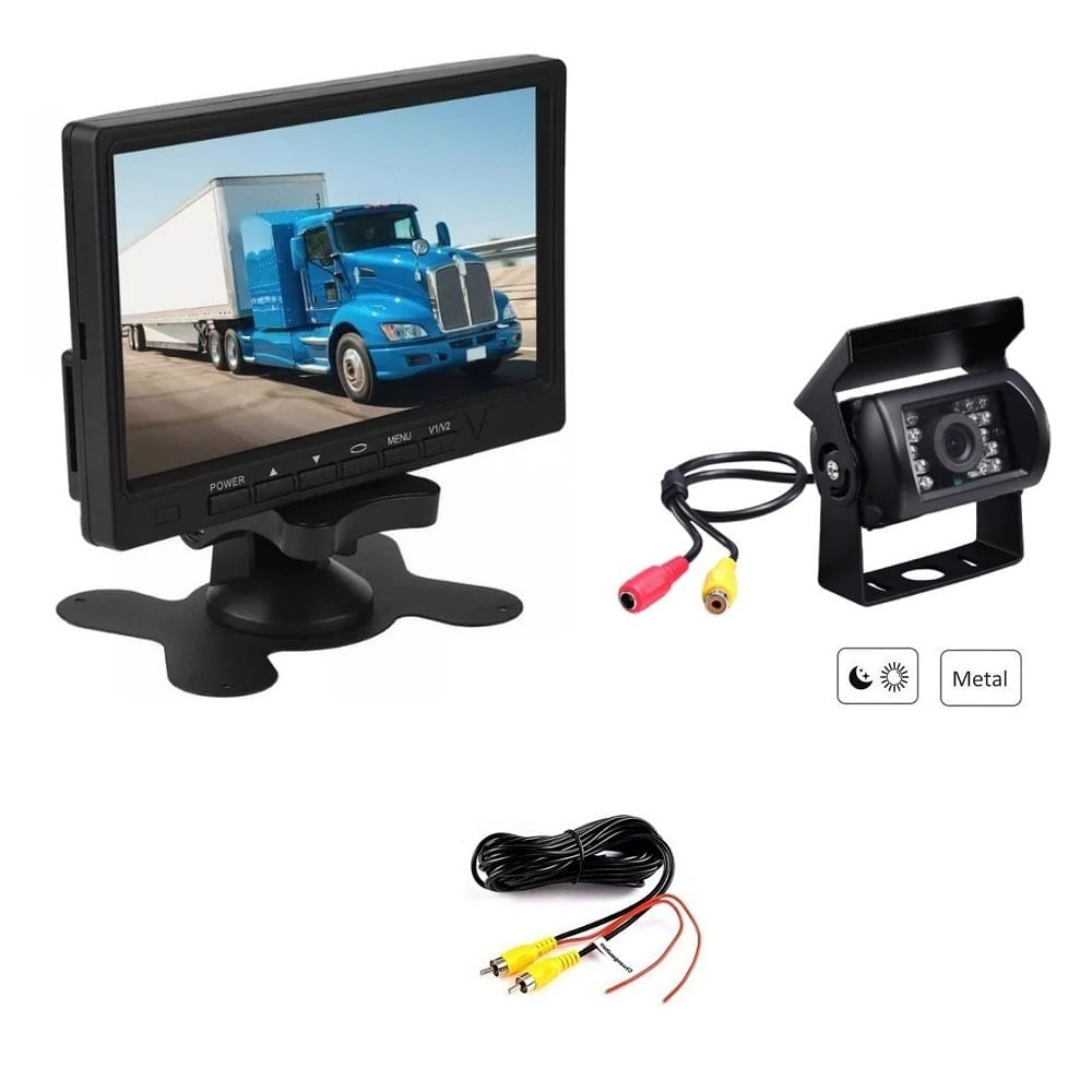 Camara Retroceso + Pantalla 7 + Cable 15m Ómnibus Camión 24v