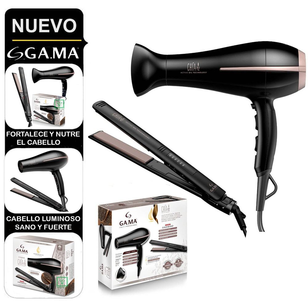 Combo Plancha Alisadora Elegance Chía Secador Gama Mistral Tourmaline
