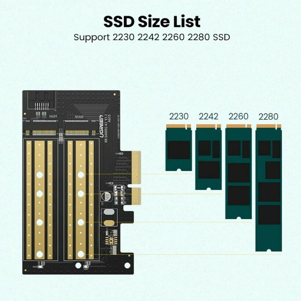 Tarjeta Expansión x2 M.2 Nvme Pcie 3.0 X4 Cm302 Ugreen Hasta 4tb