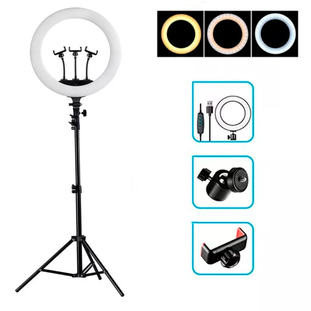 Tripode Para Celular Aro De Luz Soporte Con Aro De Luz LED Kit