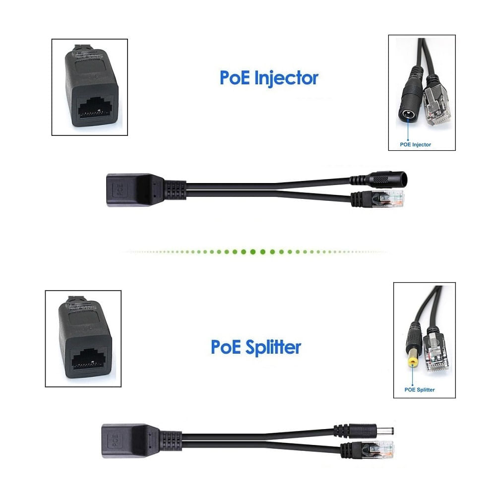 Cable Poe Pasivo Adaptador Cámaras Vigilancia Red DC