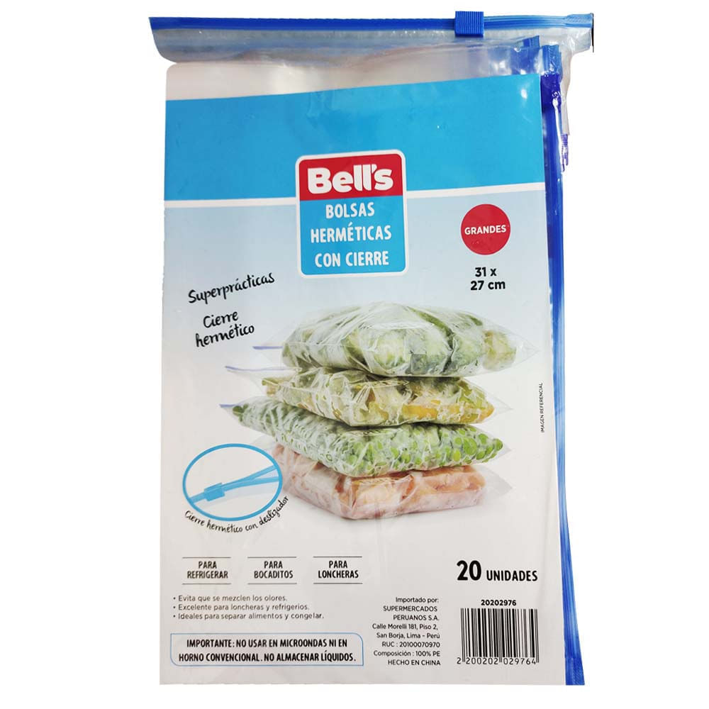 Bolsas Hermética con Cierre BELL'S G Paquete 20un