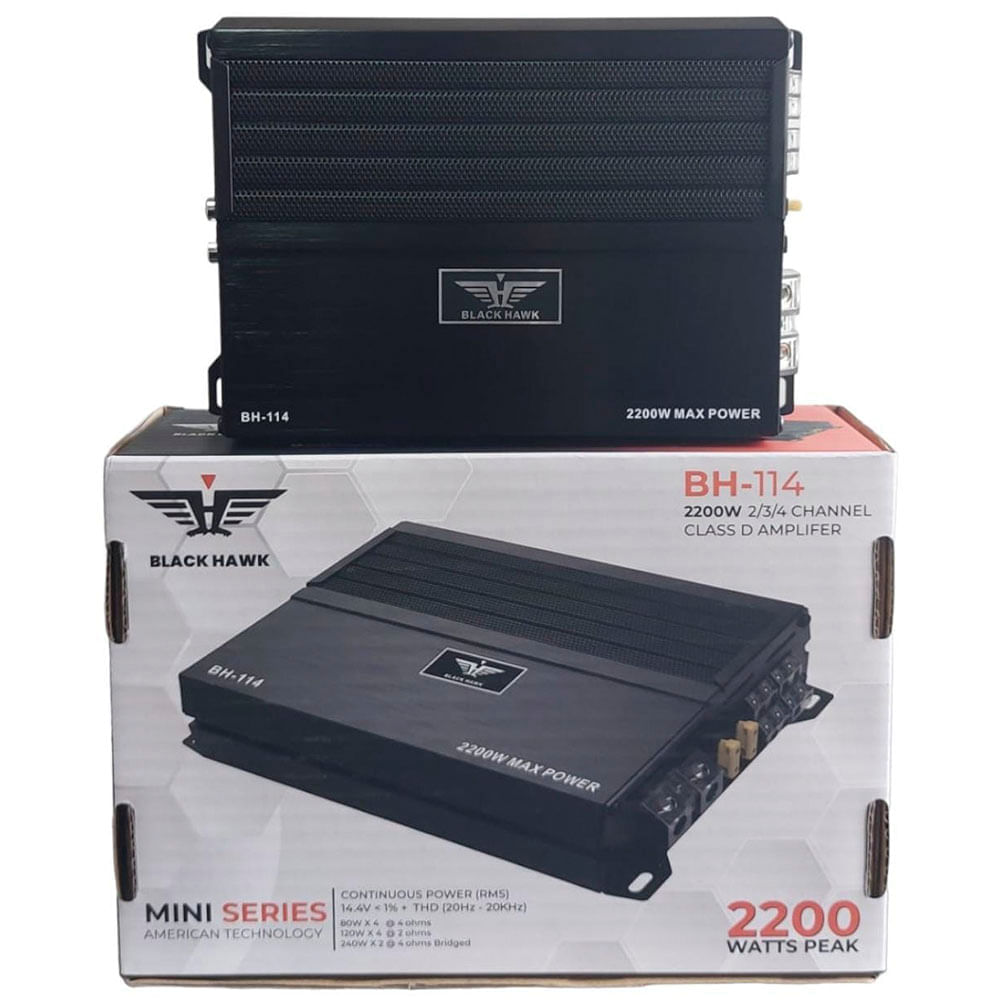 Amplificador Digital 4 Canales Black Hawk 2200W