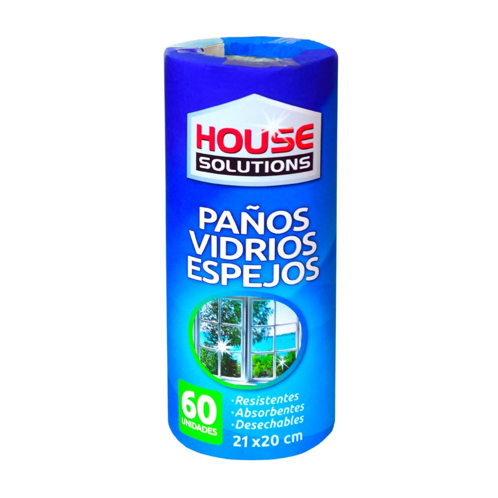 Paño Limpia Vidrios + Espejos 20x21cm x 60 Unidades