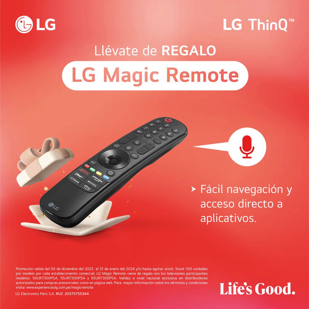 Televisor LG 65 UHD, 4K, Procesador IA α5, Smart TV, Mayor nivel de brillo, Incluye Magic Remote - 65UR8750PSA