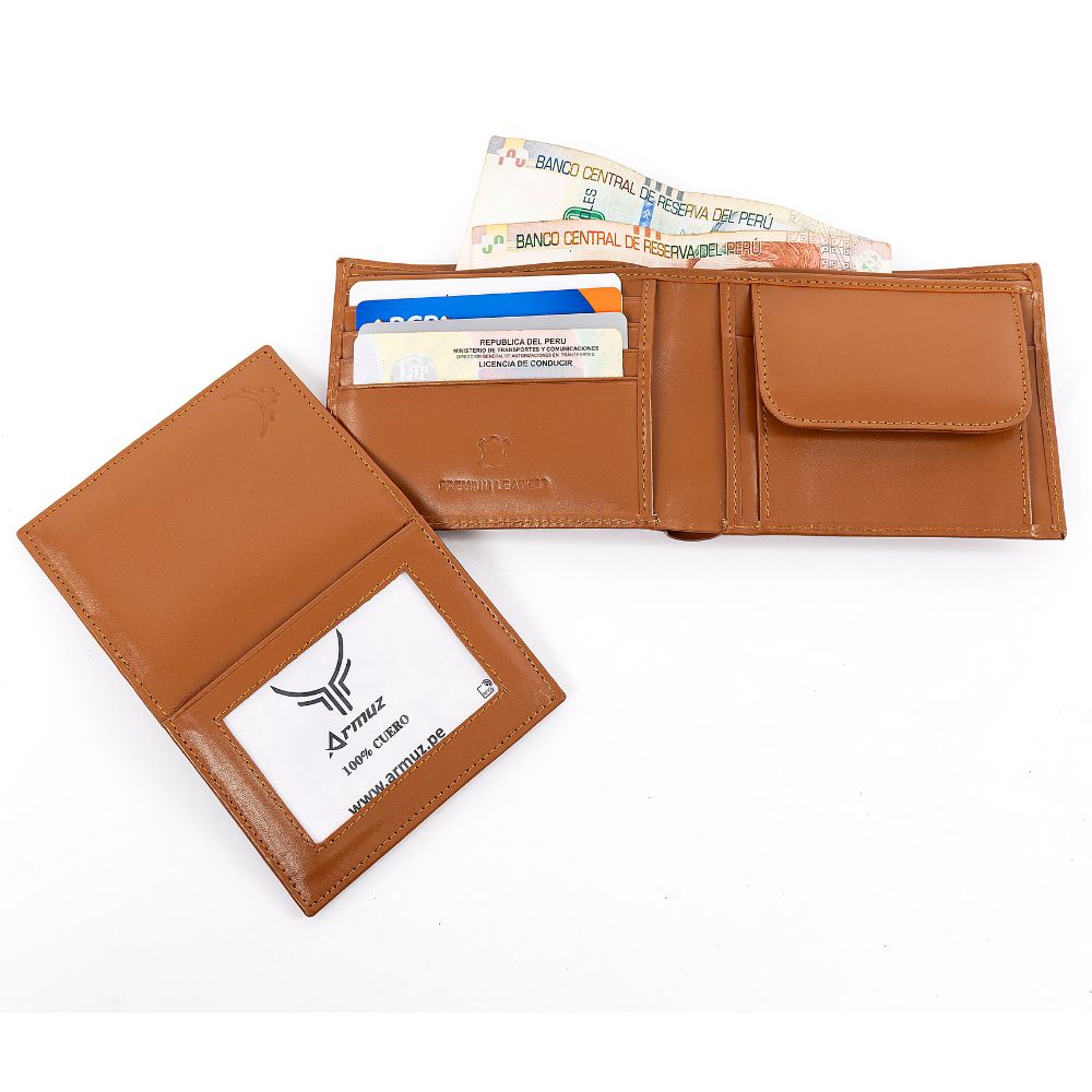Billetera de Cuero ARMUZ modelo Clasica AR09 Camel