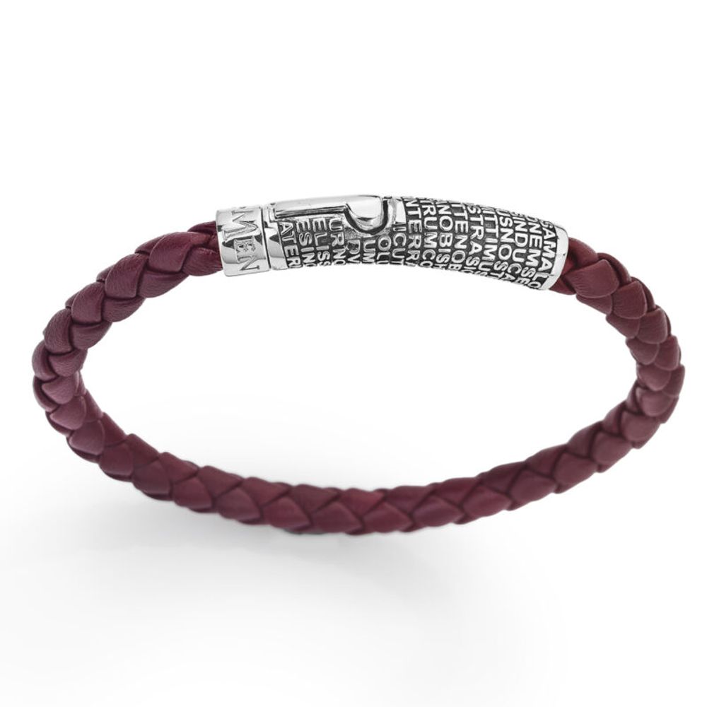 Pulsera Amen Para Hombre De Cuero Marrón Y Plata 925