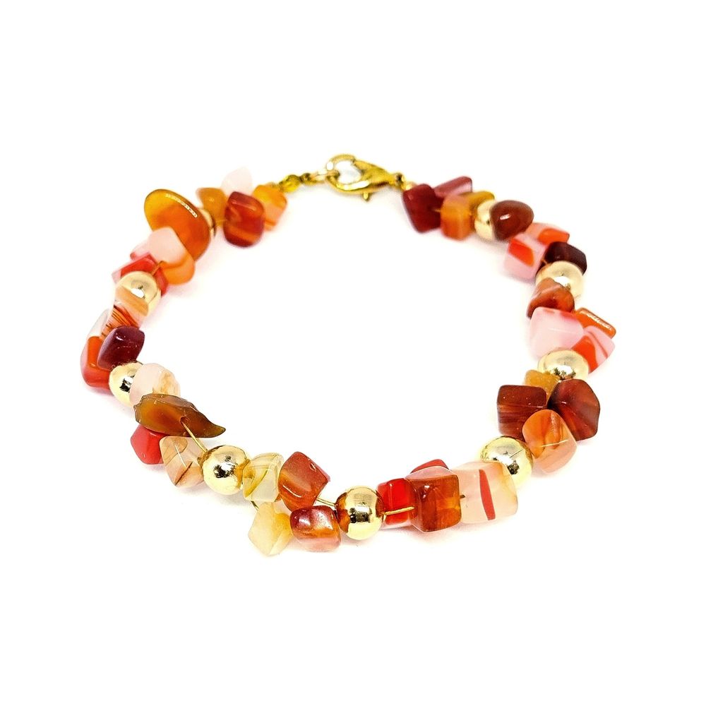 Pulsera de Cascajos de Piedra Natural Jaspe Rojo Marialu Creaciones