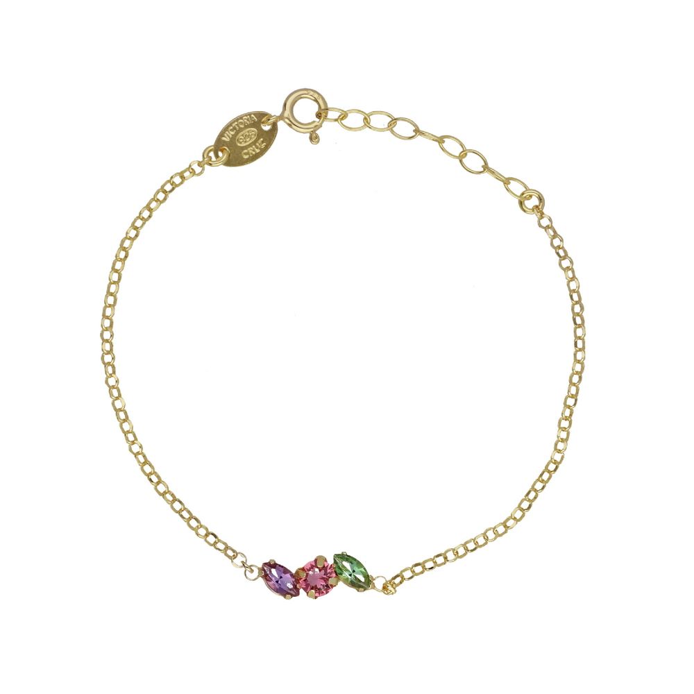 Pulsera Victoria Cruz Ajustable Marquesa Color Multicolor Bañada En Oro
