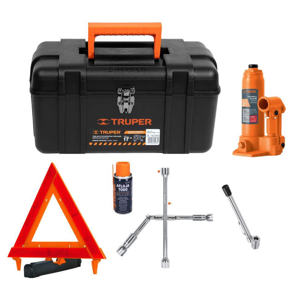Kit gata botella 2 TN, llave de ruedas, triangulo, medidor