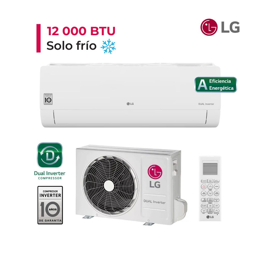 Aire Acondicionado LG Split De 12,000 BTU Inverter Frío Solo