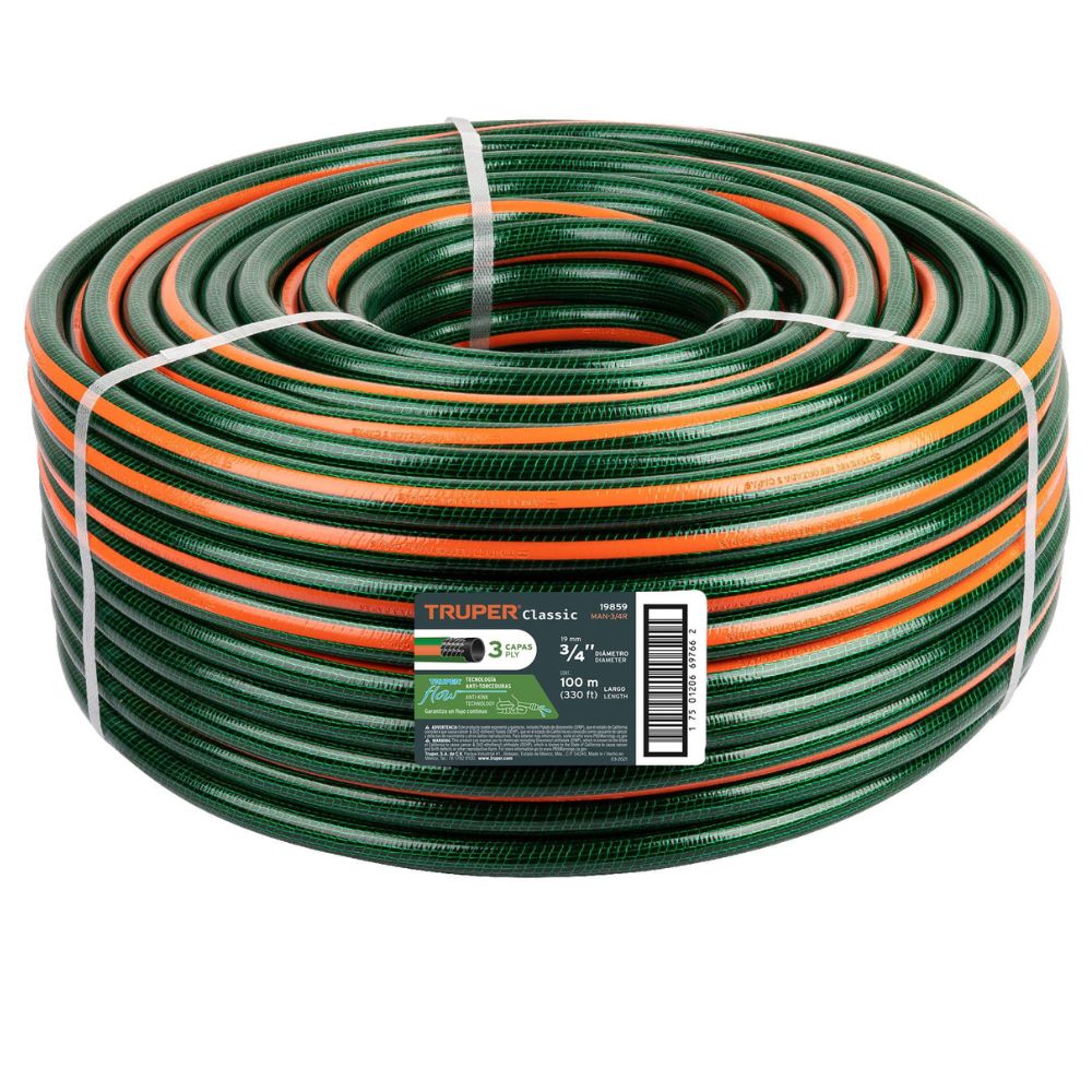 Manguera de riego 3/4"" 3 capas en rollo de 100 m, Truper