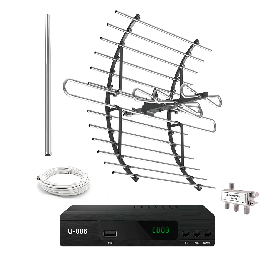 Sintonizador Decodificador Tdt Antena Exterior Splitter 3 Vías kit