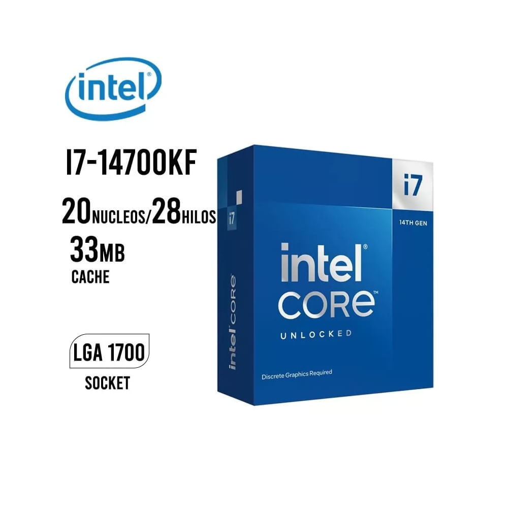 Procesador Intel Core i7 14700KF 3.4 GHz-5.4 GHz Cache 33MB 