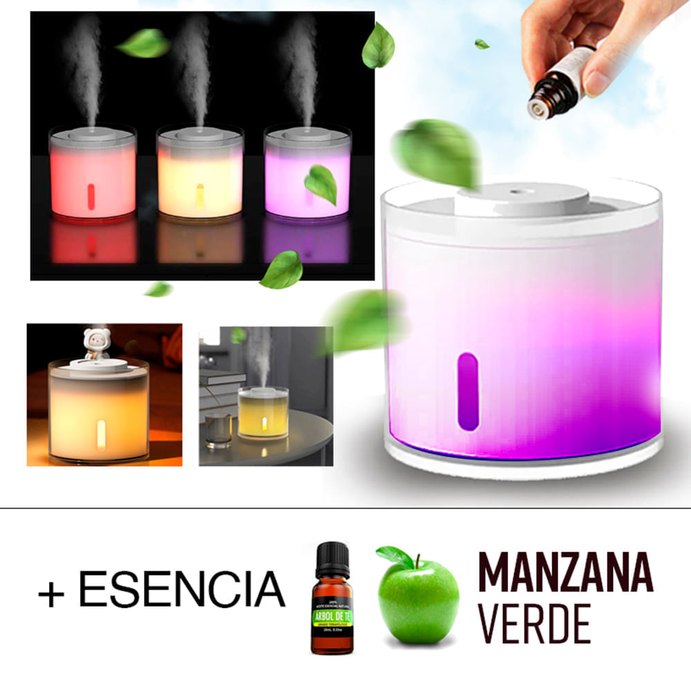 Humidificador USB Difusor de Aroma con Luz Led Esencia Manzana