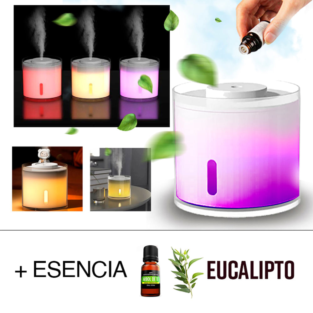 Humidificador USB Difusor de Aroma con Luz Led Esencia Eucalipto
