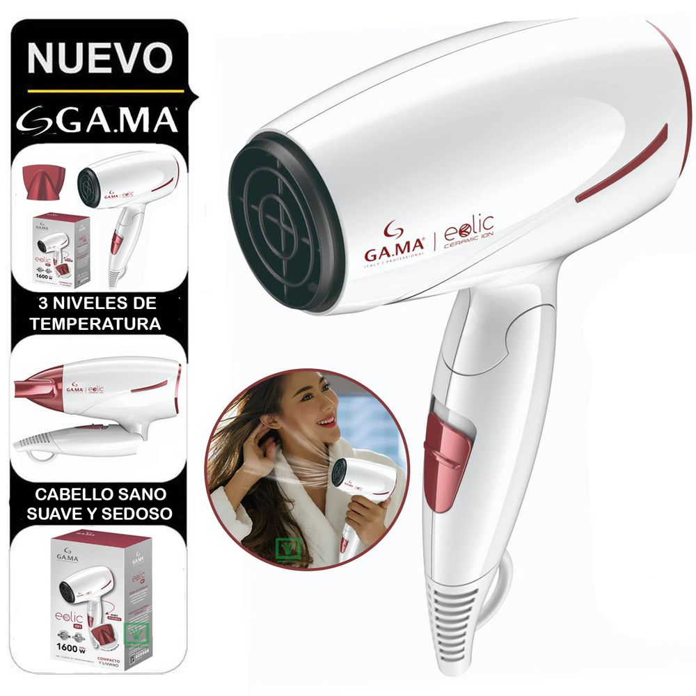 Secadora de Cabello Eolic 1600W Plegable Ceramic Ion