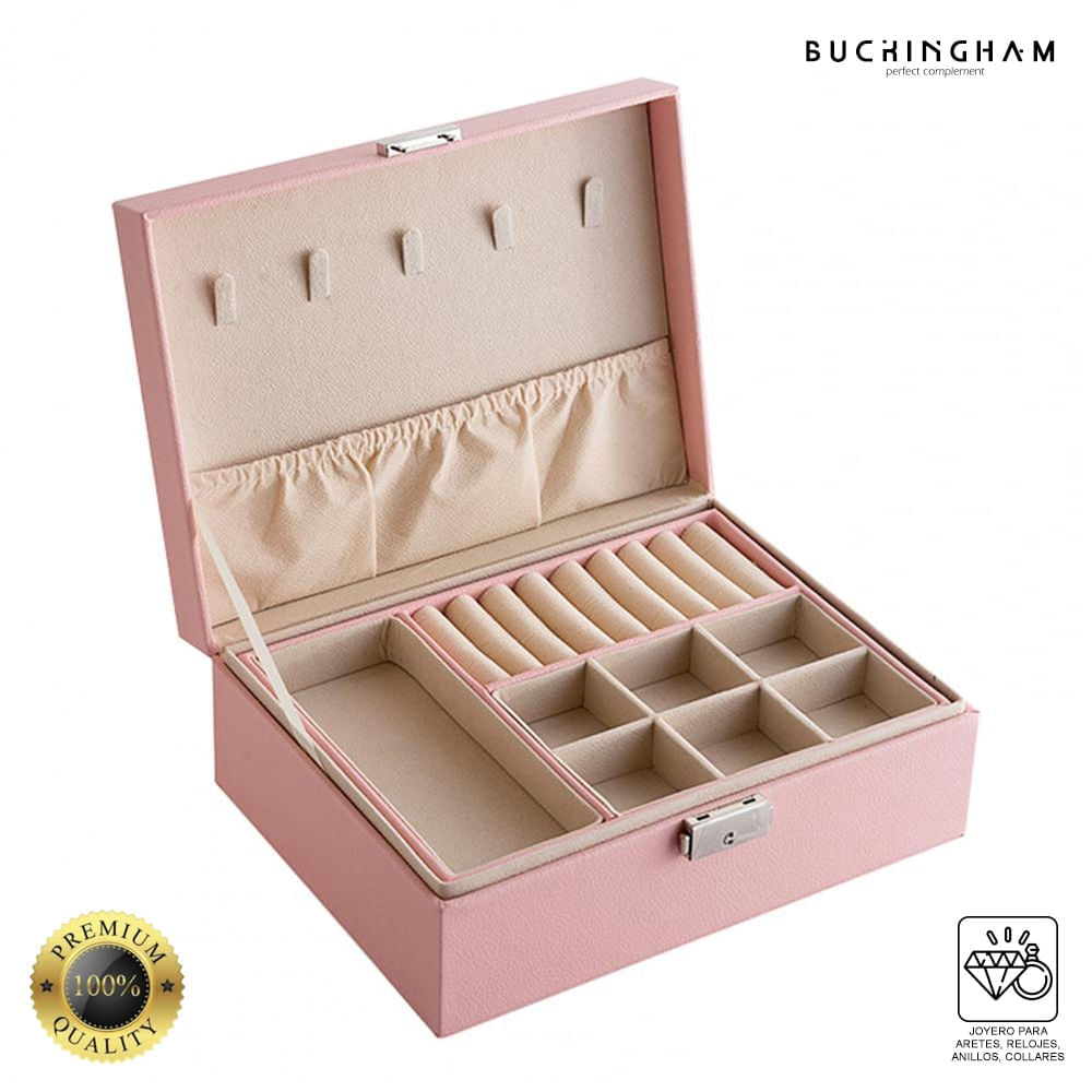 Joyero Organizador Collar Aretes 2 pisos Buckingham MDA290021 Rosado
