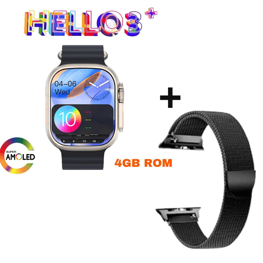 Smartwatch Hello Watch 3 Plus Ultra 4GB Pantalla Amoled Negro + Correa Imantada Negro