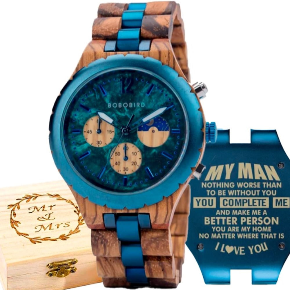 Set Birdy Reloj Personalizado de Madera con Caja