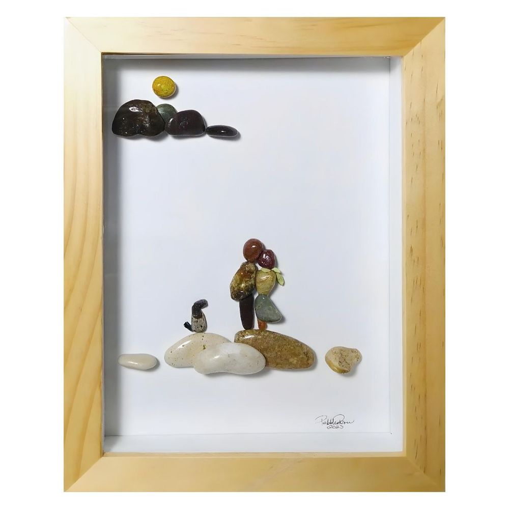 Cuadro Decorativo PebblesPeru de Pareja Hecho con Guijarros.