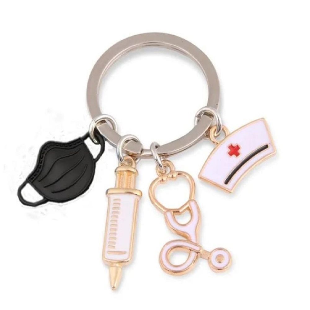 Llaveros Metalicos 4 Dijes Regalo Elegante Para Medicos Doctores Enfermeras Negro