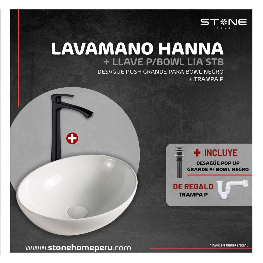 Combo Bowl Hanna + Lia STB Desagüe S/Rebose Y Trampa- P Stone